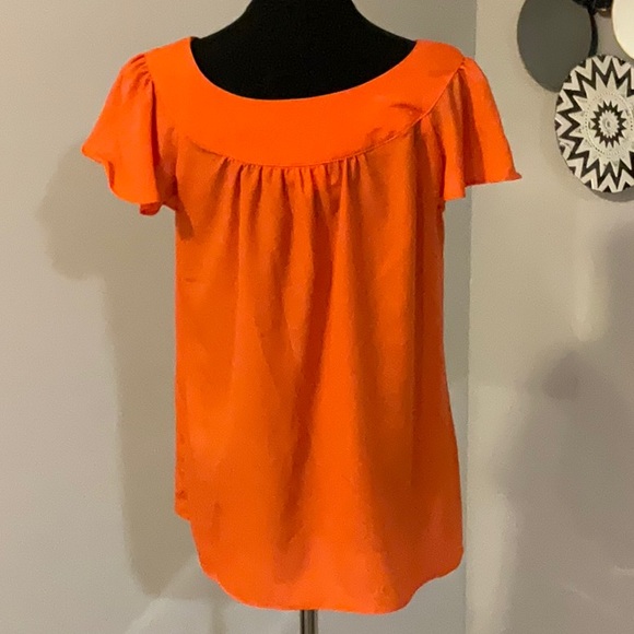 NWT Cato Orange Flutter Sleeve Top -Size Small - Picture 3 of 11